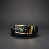 Emporio Armani Eagle Logo Belt | Black & Gold | Premium Imported